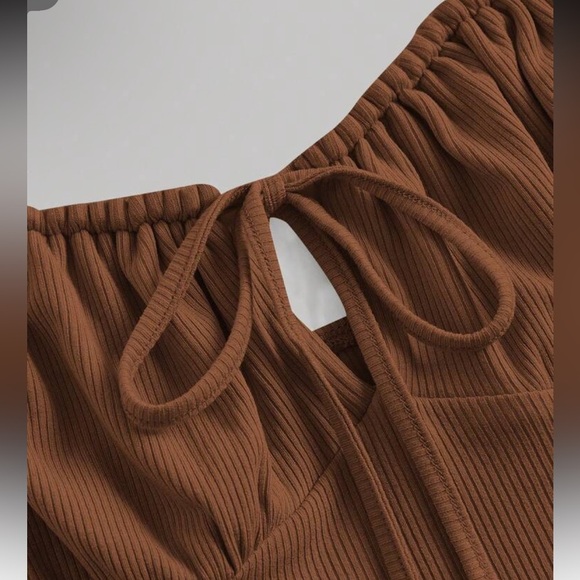 brown Backless Halter Bodycon Midi Dress - Picture 2 of 3